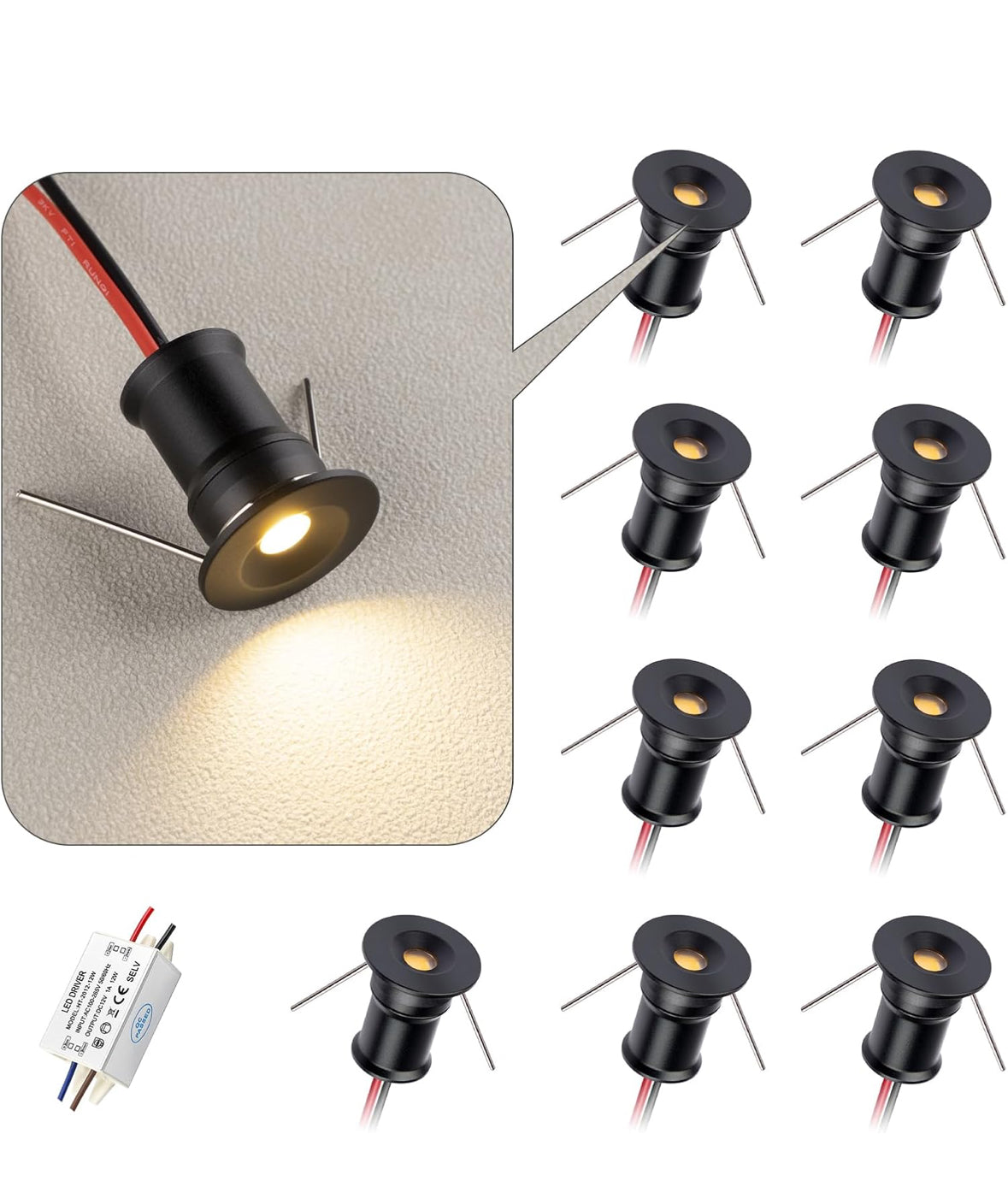 Mini downlight LED 902 DC12V 1W utilizado para armario de interior