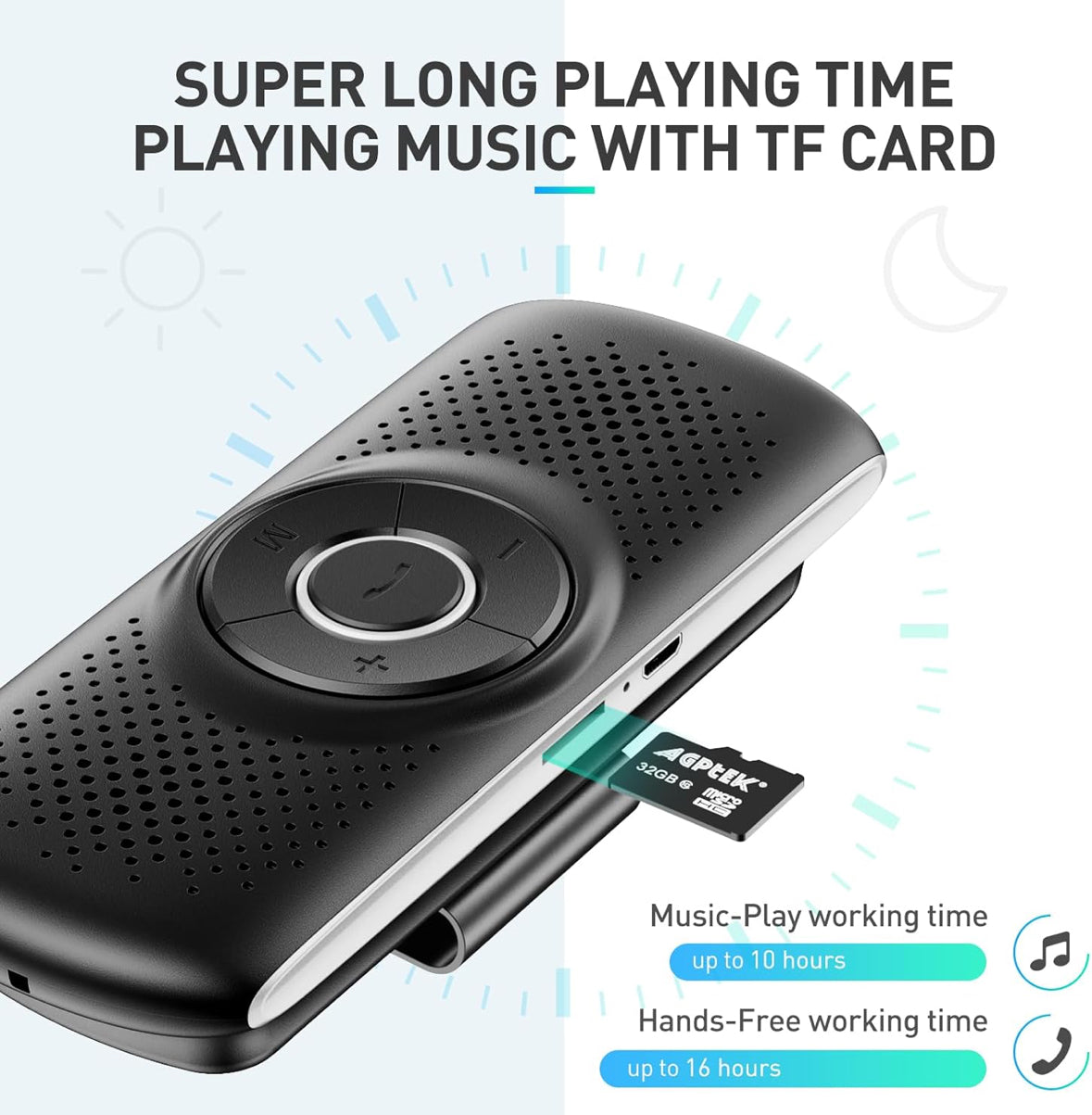 AGPTEK Manos Libres para Coche Bluetooth 5.0