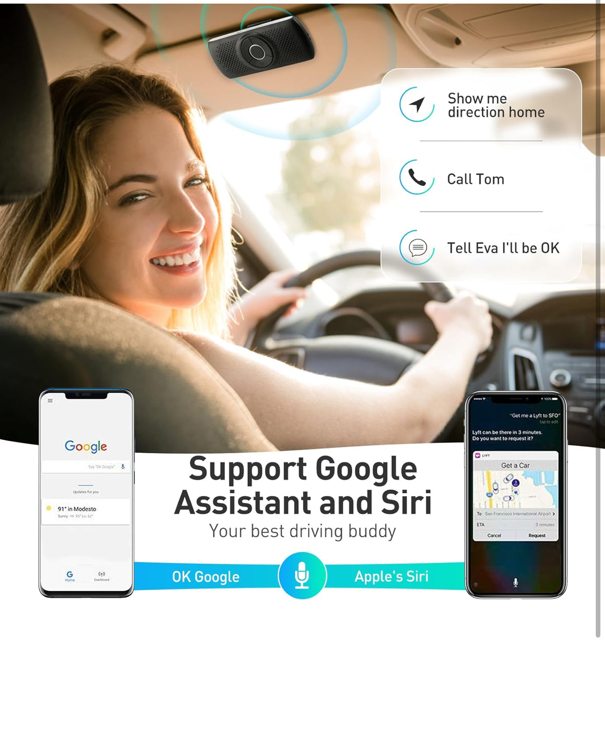 AGPTEK Manos Libres para Coche Bluetooth 5.0