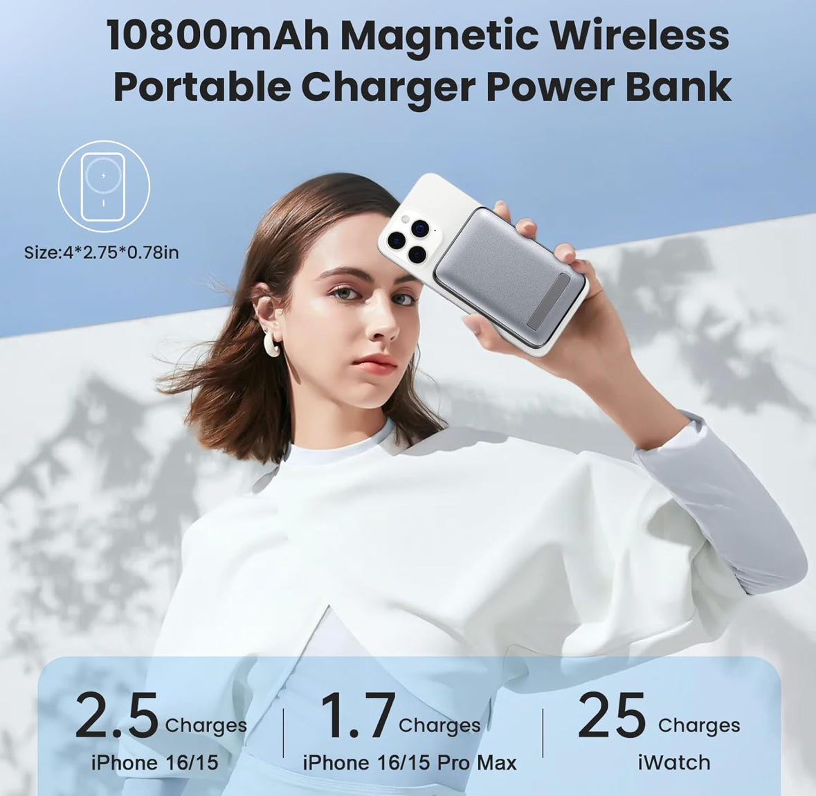 Powerbank portátil magnético de 10800 mAh inalámbrico