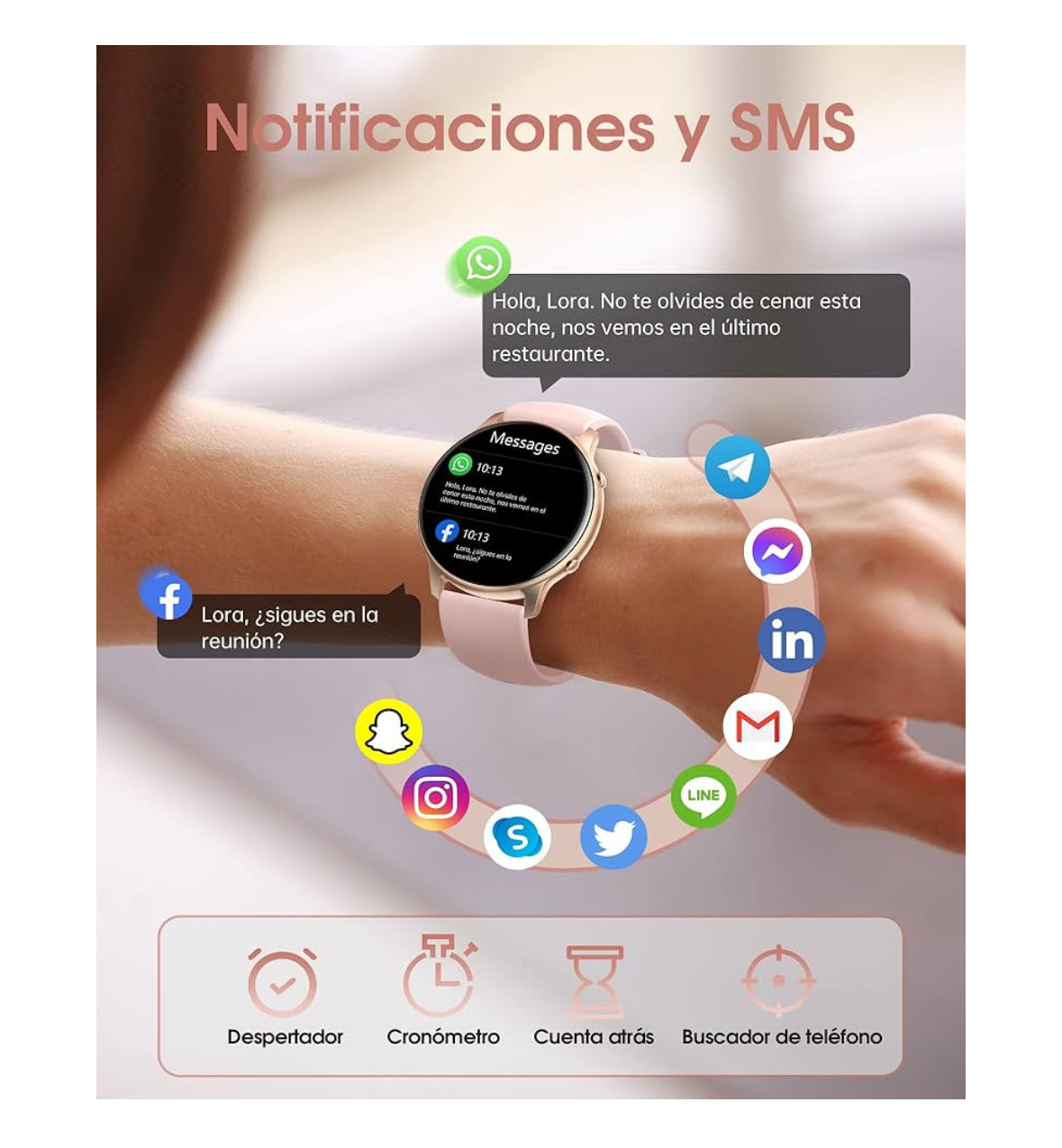 Reloj Inteligente Mujer, IP68 Impermeable Smartwatch Mujer