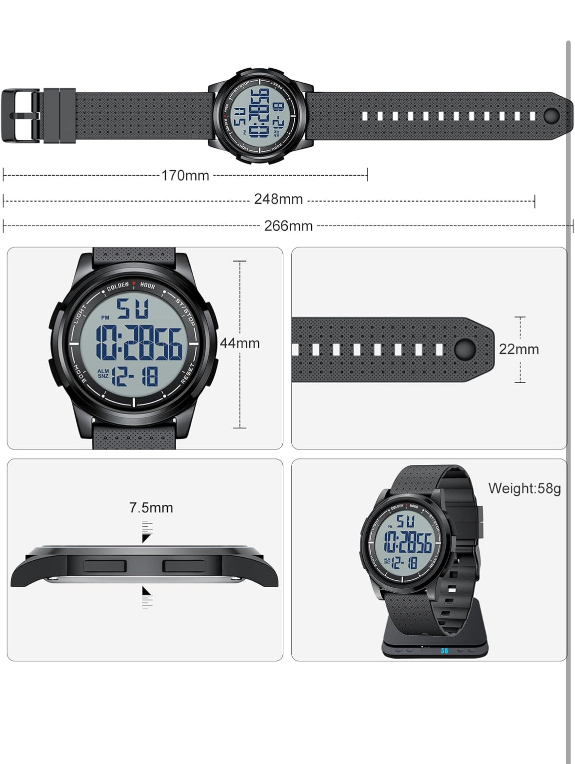 GOLDEN HOUR Relojes Digitales Impermeables