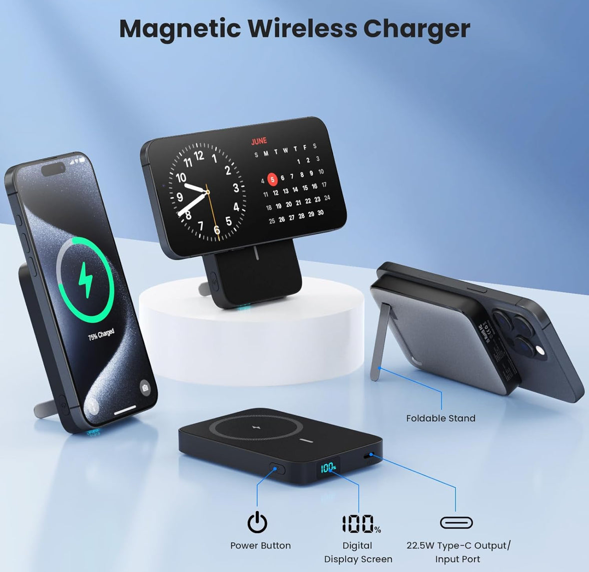 Powerbank portátil magnético de 10800 mAh inalámbrico